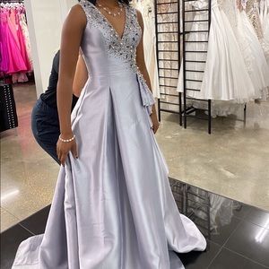 Tony Bowls Silver Prom Dress